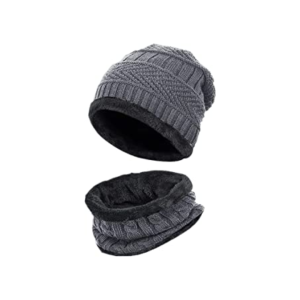 Winter Beanie Cap for Men, and Women Wool Knitted Hat with Neck Warmer Scarf Muffler