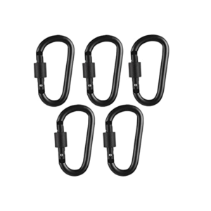 Aluminium Carabiner Ring Clip Hook Keyring Screw Locking 5 Pieces (Black)
